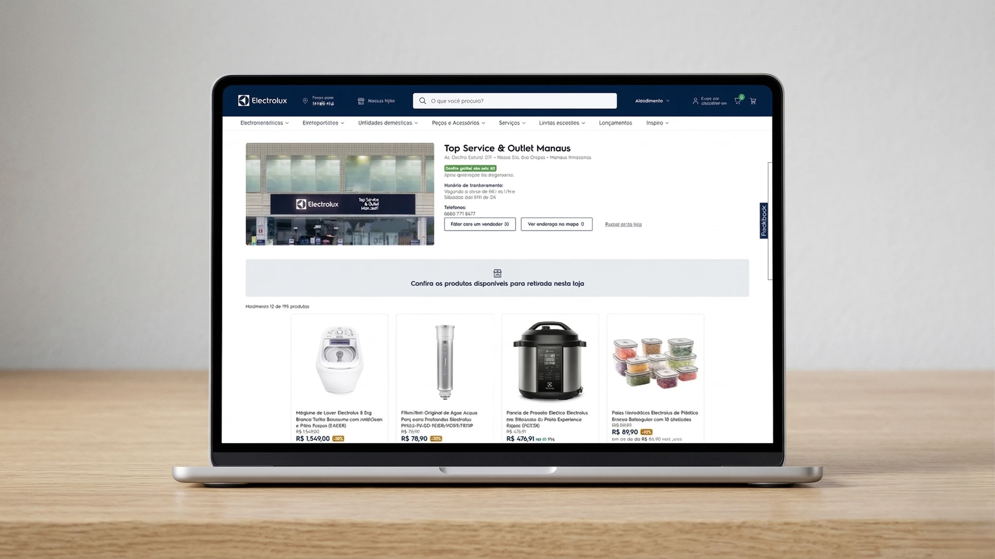 Electrolux LATAM. Detalhe da interface