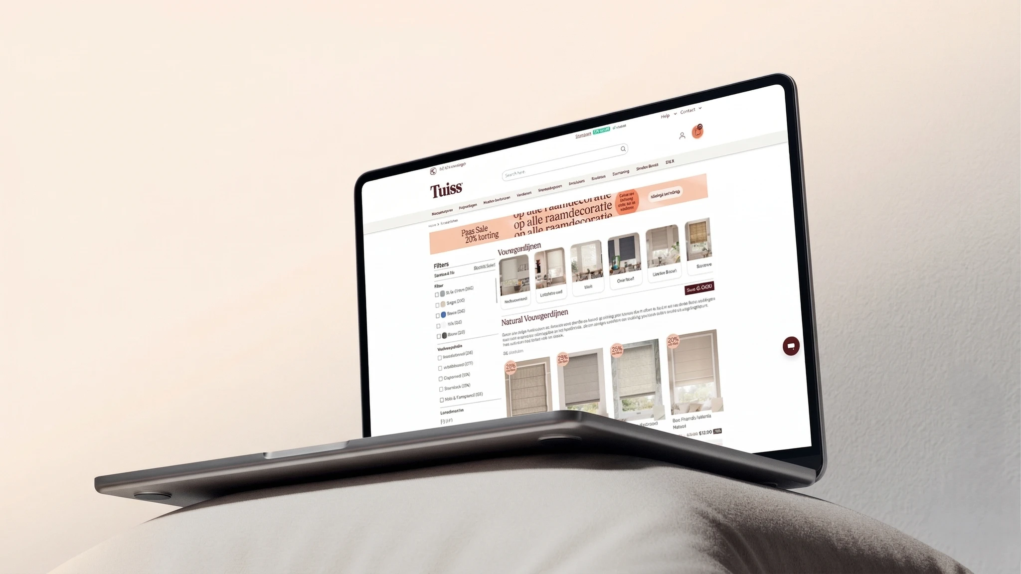Tuiss Raamdecoratie. Detalhe da interface